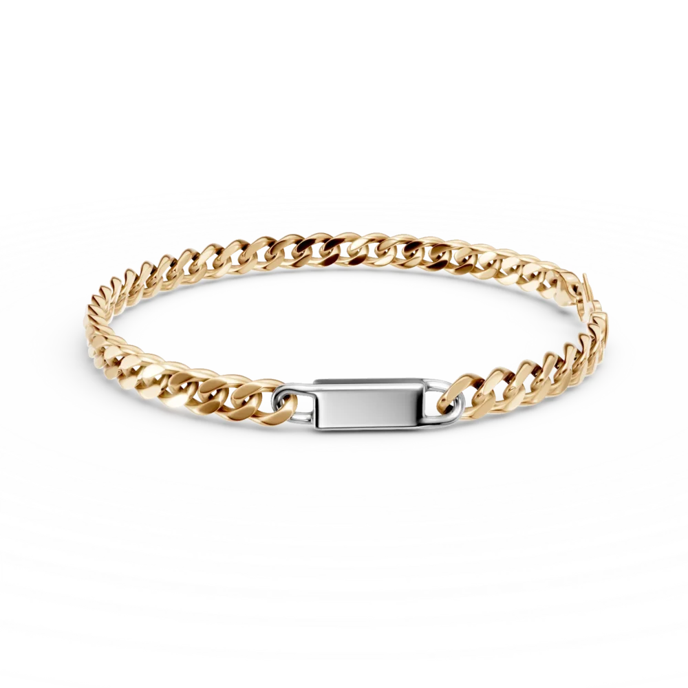 Bratara din aur alb-galben pentru barbati