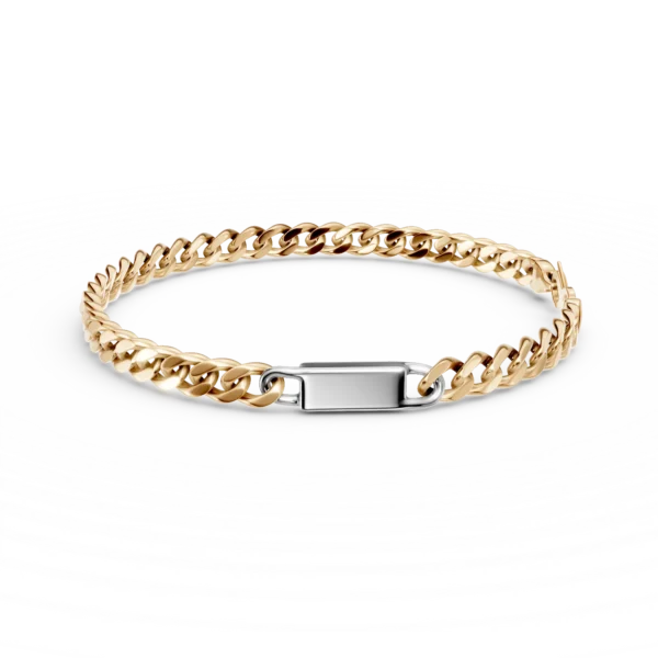 Bratara din aur alb-galben pentru barbati