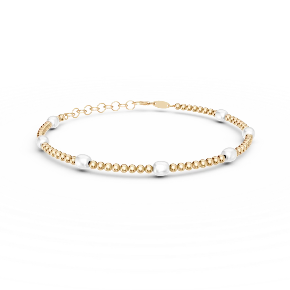 Bratara din aur galben cu perle naturale