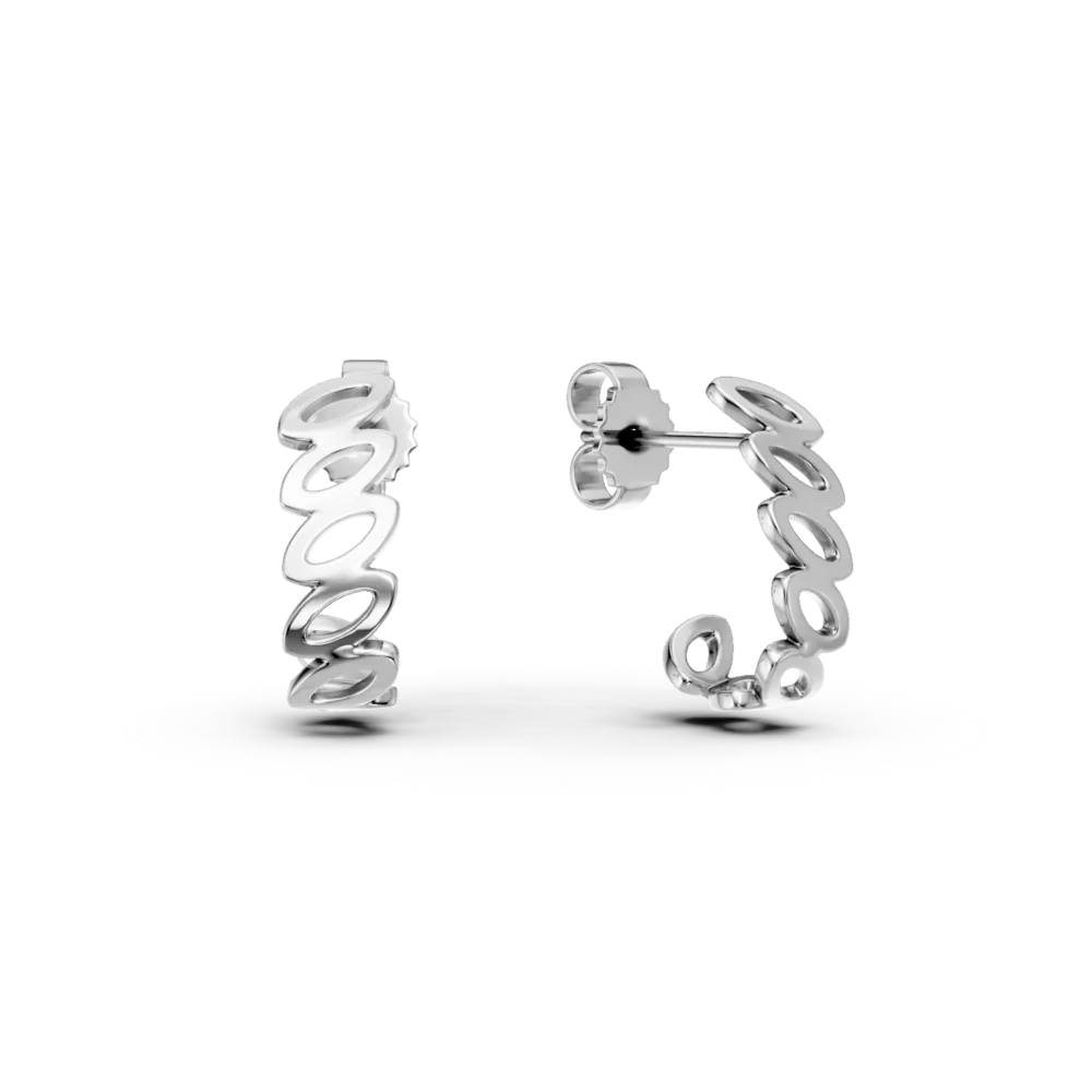 Cercei geometrici cu surub din aur alb