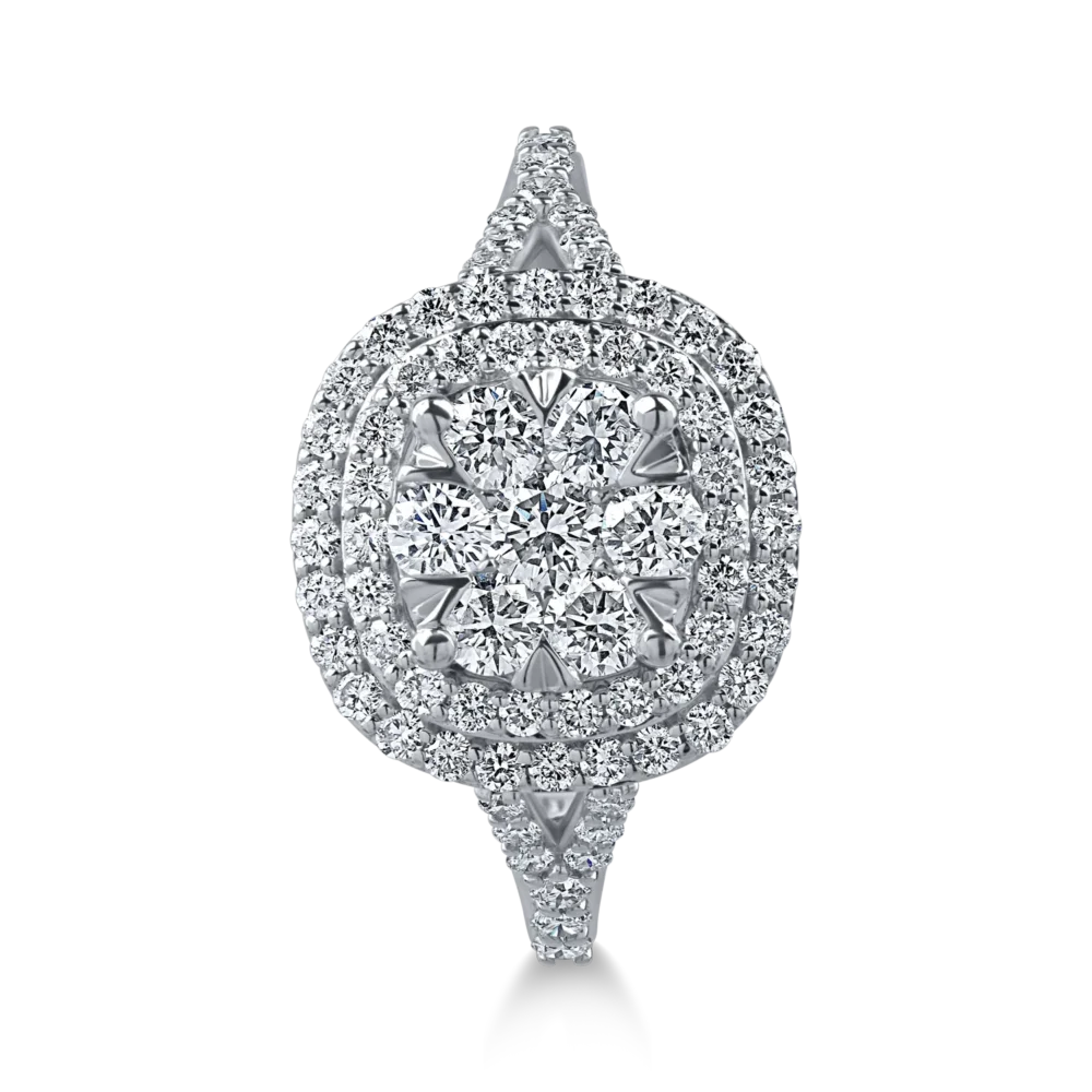 Inel din aur alb cu diamante de 1ct - imagine 2