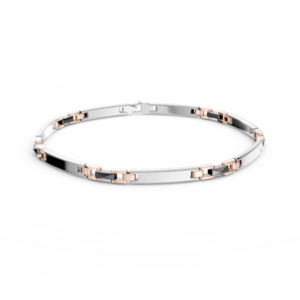 Bratara din aur alb-roz pentru barbati