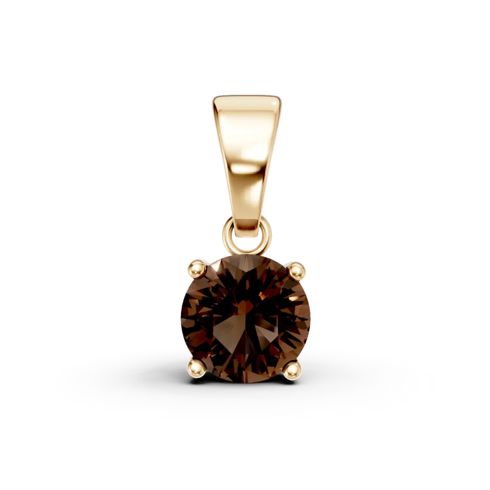 Pandantiv din aur galben cu quartz fumuriu de 0.8ct