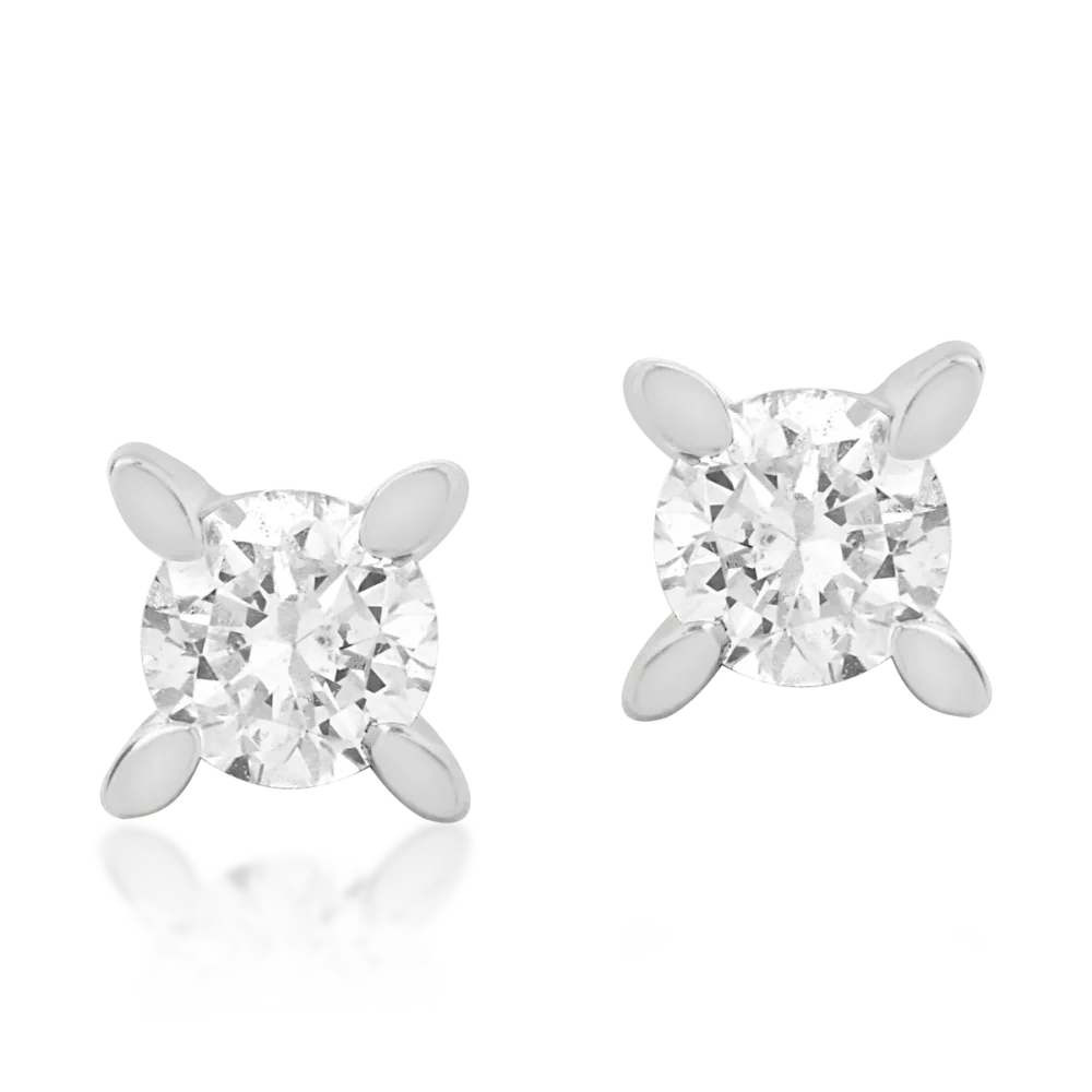 Cercei din aur alb cu diamante solitaire de 0.5ct - imagine 2