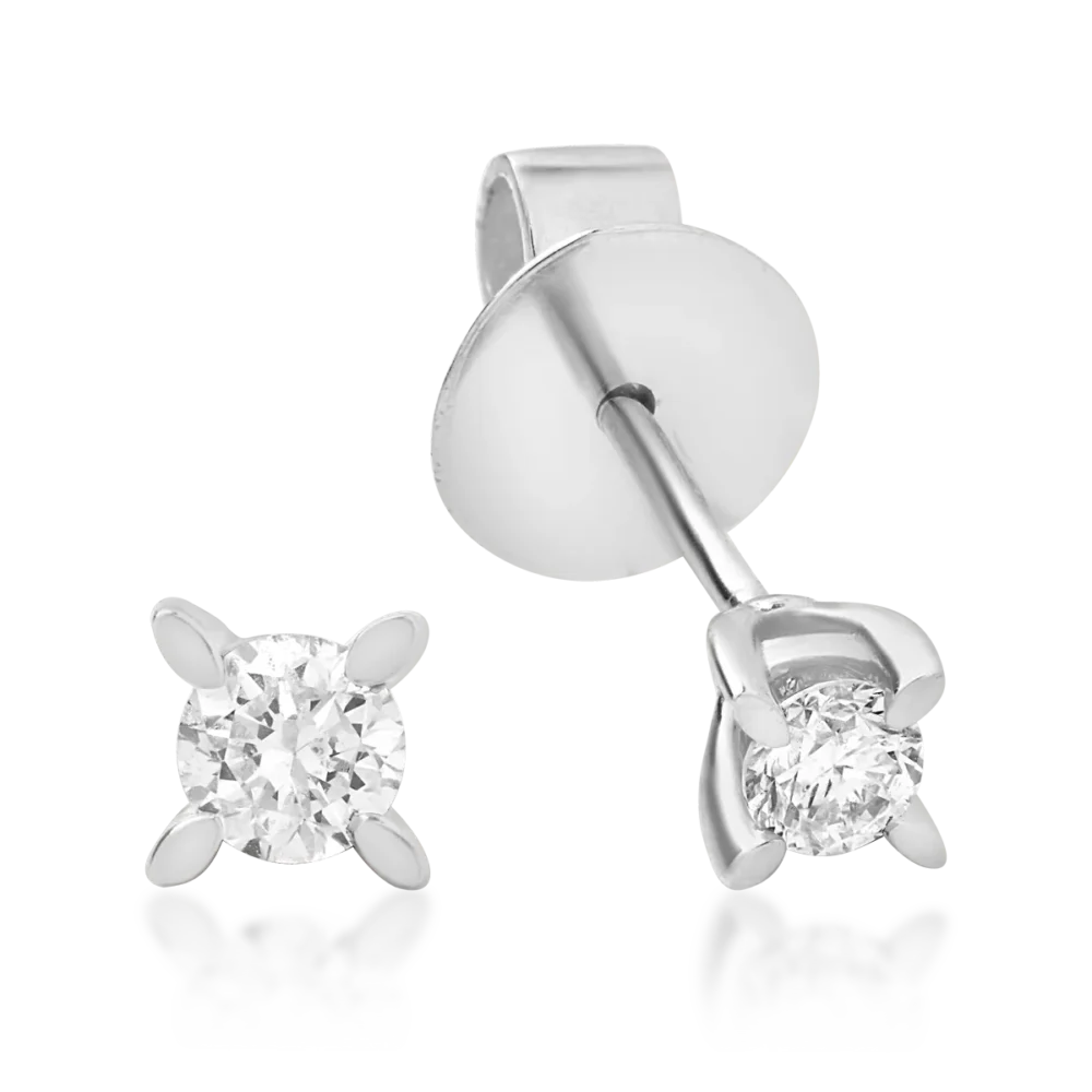Cercei din aur alb cu diamante solitaire de 0.5ct