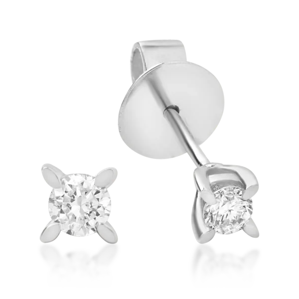 Cercei din aur alb cu diamante solitaire de 0.5ct