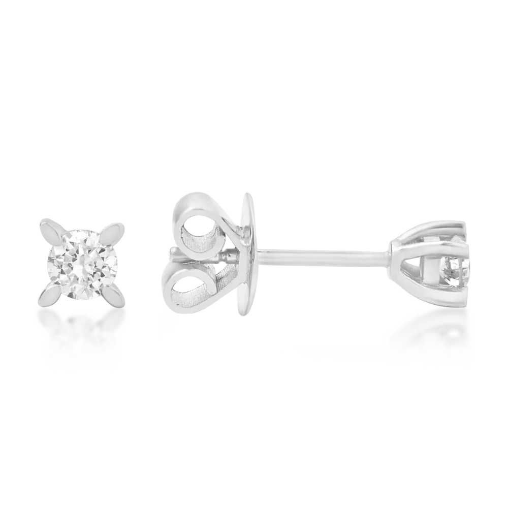 Cercei din aur alb cu diamante solitaire de 0.5ct - imagine 3