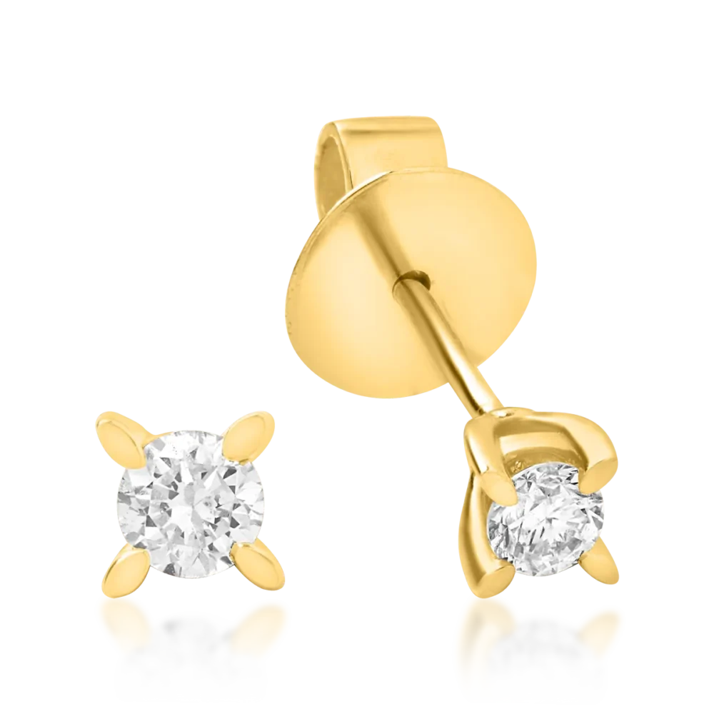 Cercei din aur galben cu diamante solitaire de 0.5ct
