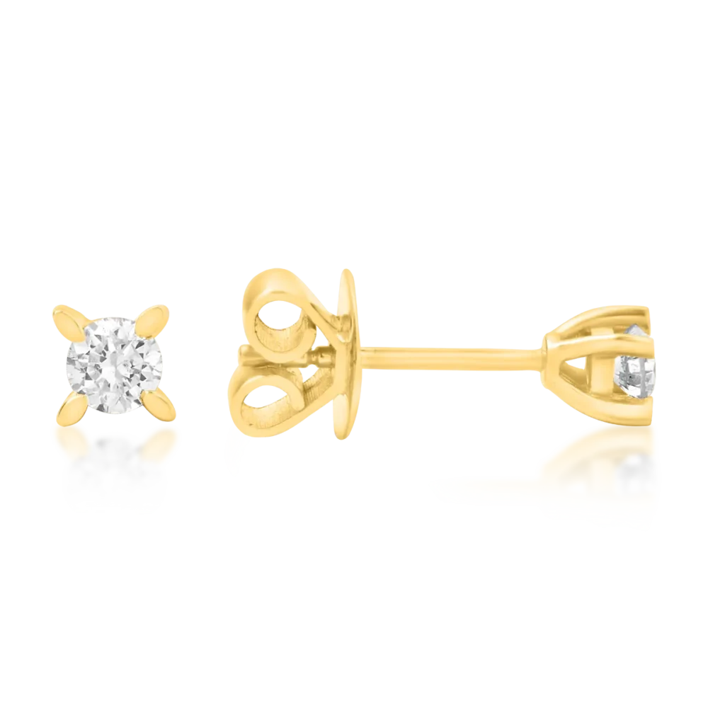 Cercei din aur galben cu diamante solitaire de 0.5ct - imagine 3