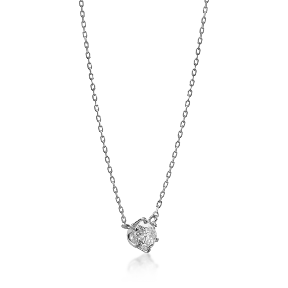 Lant din aur alb cu pandantiv cu un diamant de 0.4ct - imagine 2