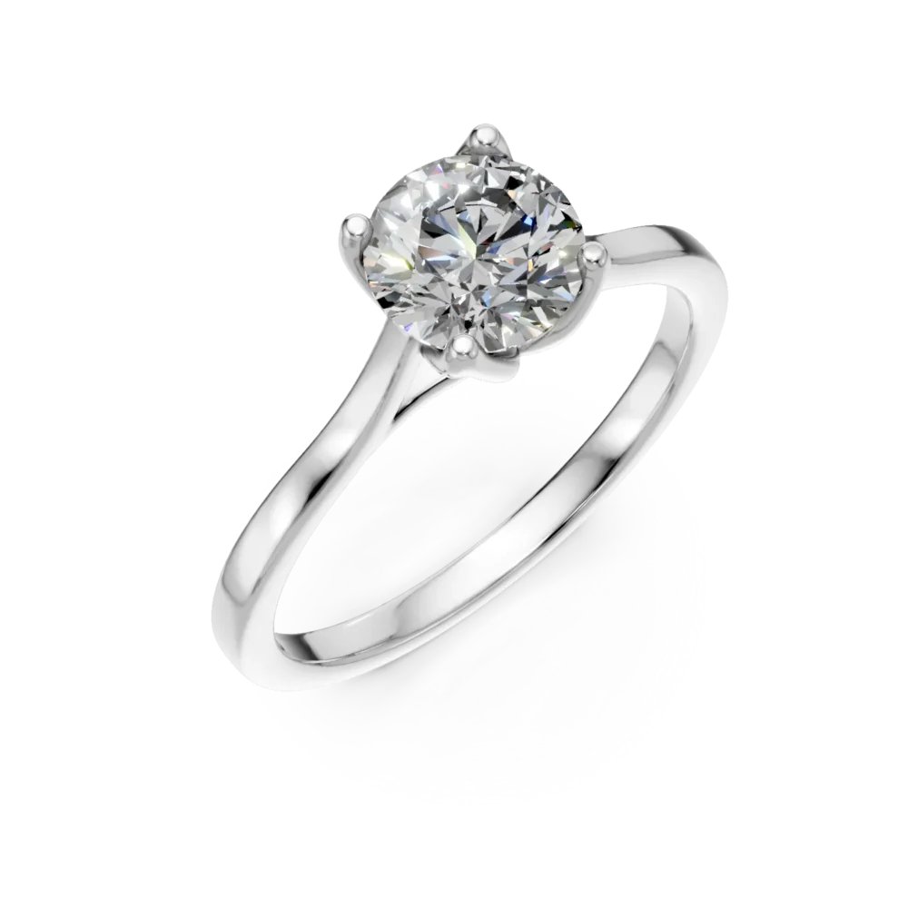 Inel de logodna Lotus din aur alb cu diamant solitaire de 1.02ct creat in laborator