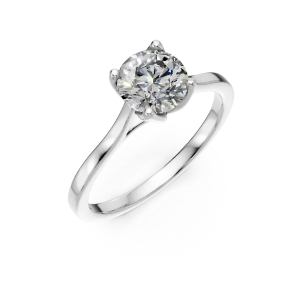 Inel de logodna Lotus din aur alb cu diamant solitaire de 1.02ct creat in laborator