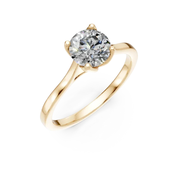 Inel de logodna Lotus din aur galben cu diamant solitaire de 1.02ct creat in laborator