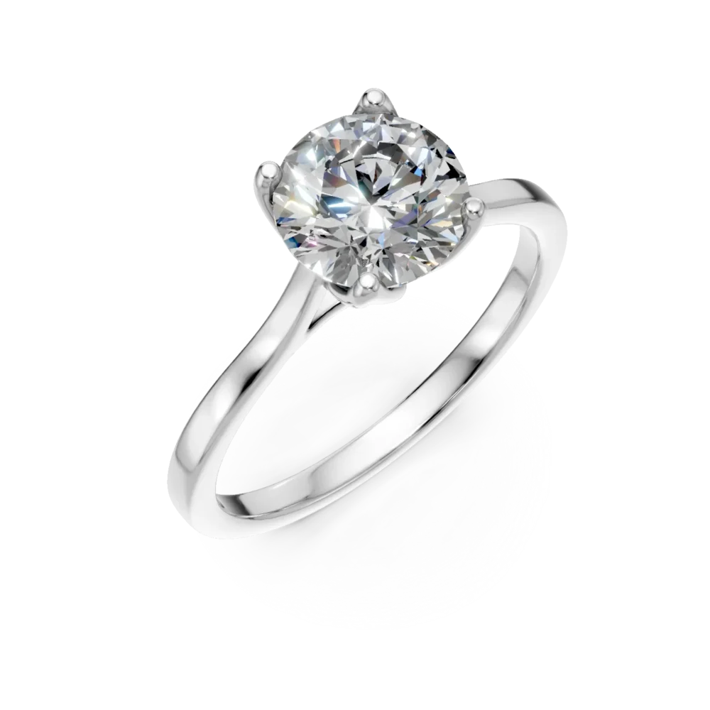 Inel de logodna Lotus din aur alb cu diamant solitaire de 1.59ct creat in laborator