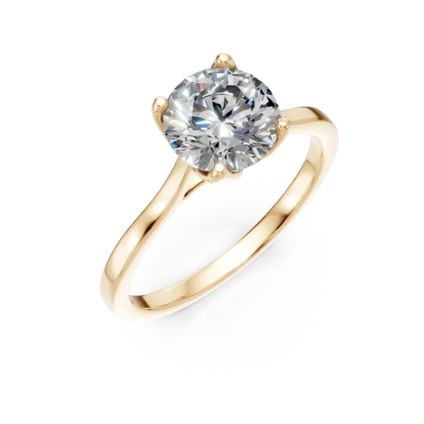 Inel de logodna Lotus din aur galben cu diamant solitaire de 1.5ct creat in laborator