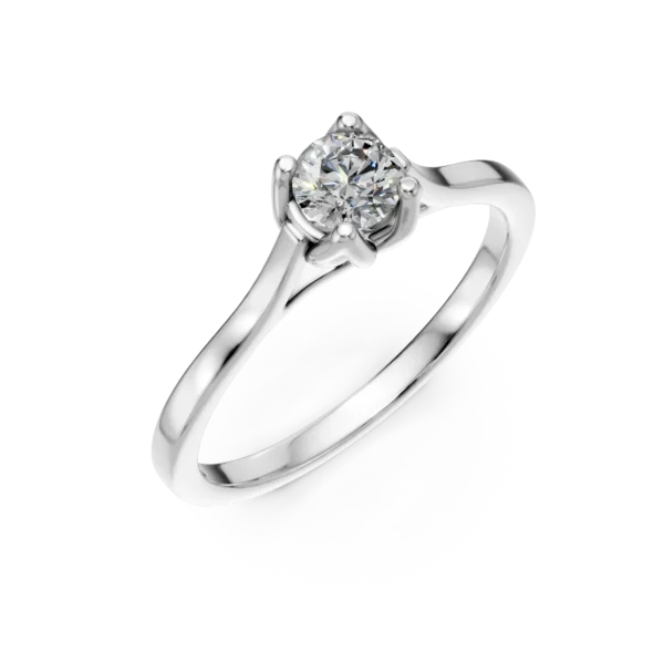 Inel de logodna Lotus din aur alb cu diamant solitaire de 0.3ct creat in laborator