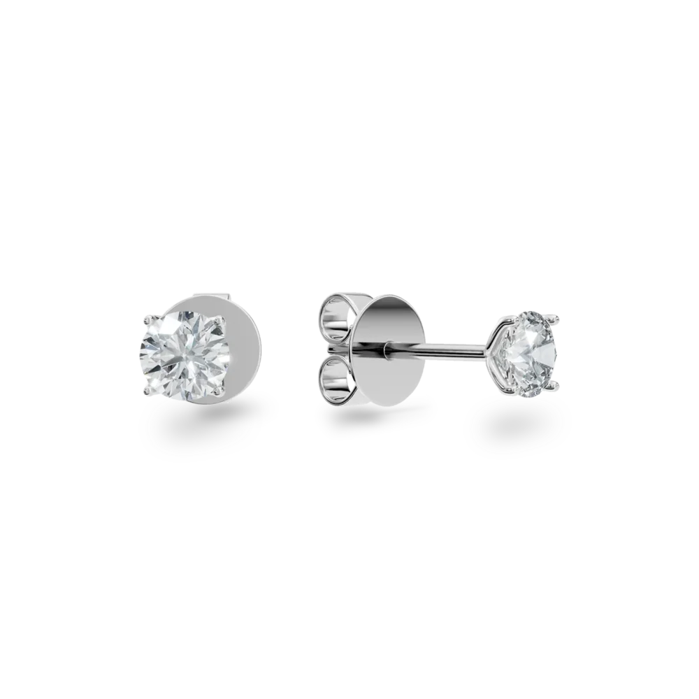 Cercei Lotus din aur alb cu diamante solitaire de 1.02ct create in laborator