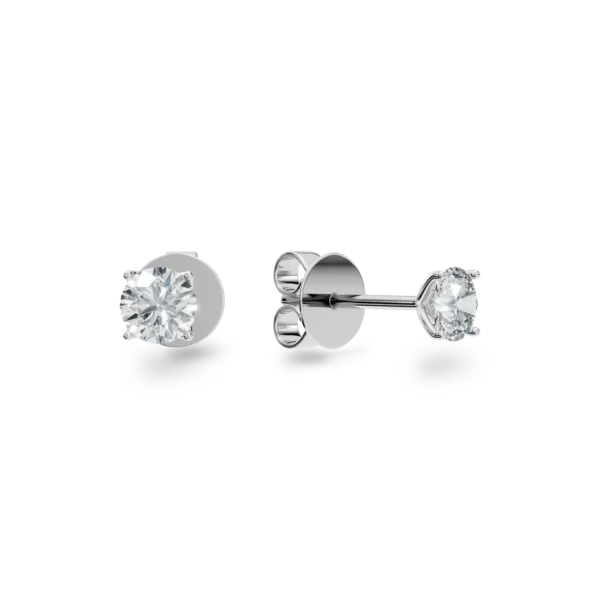 Cercei Lotus din aur alb cu diamante solitaire de 1.02ct create in laborator
