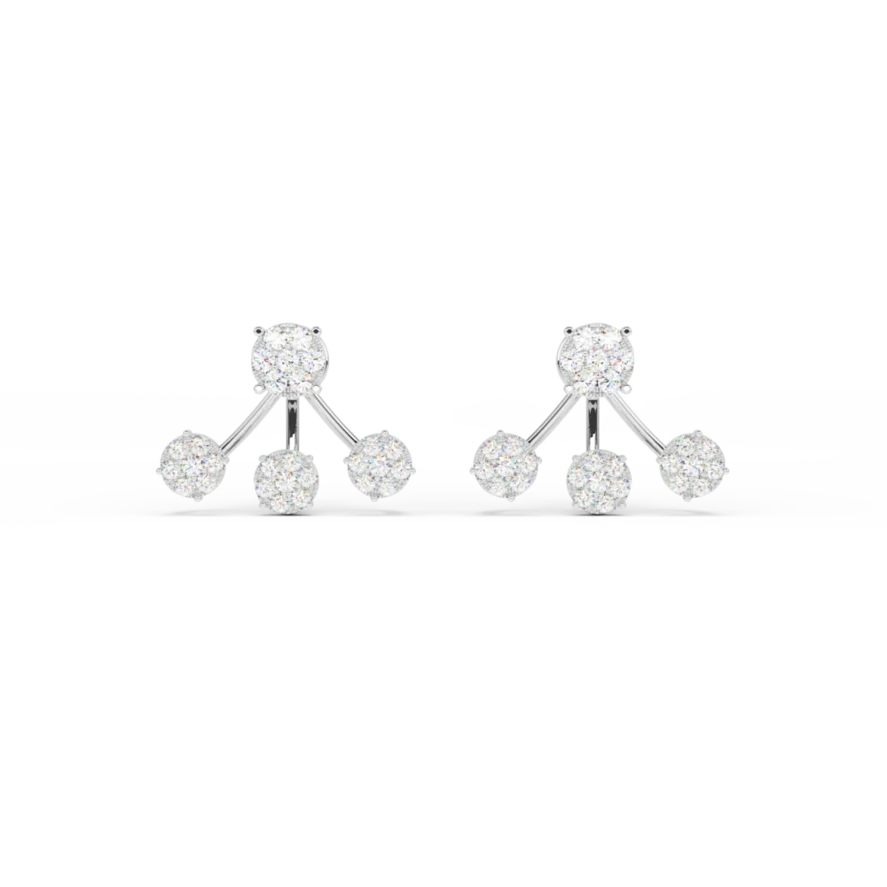 Cercei din aur alb cu diamante de 0.72ct - imagine 2