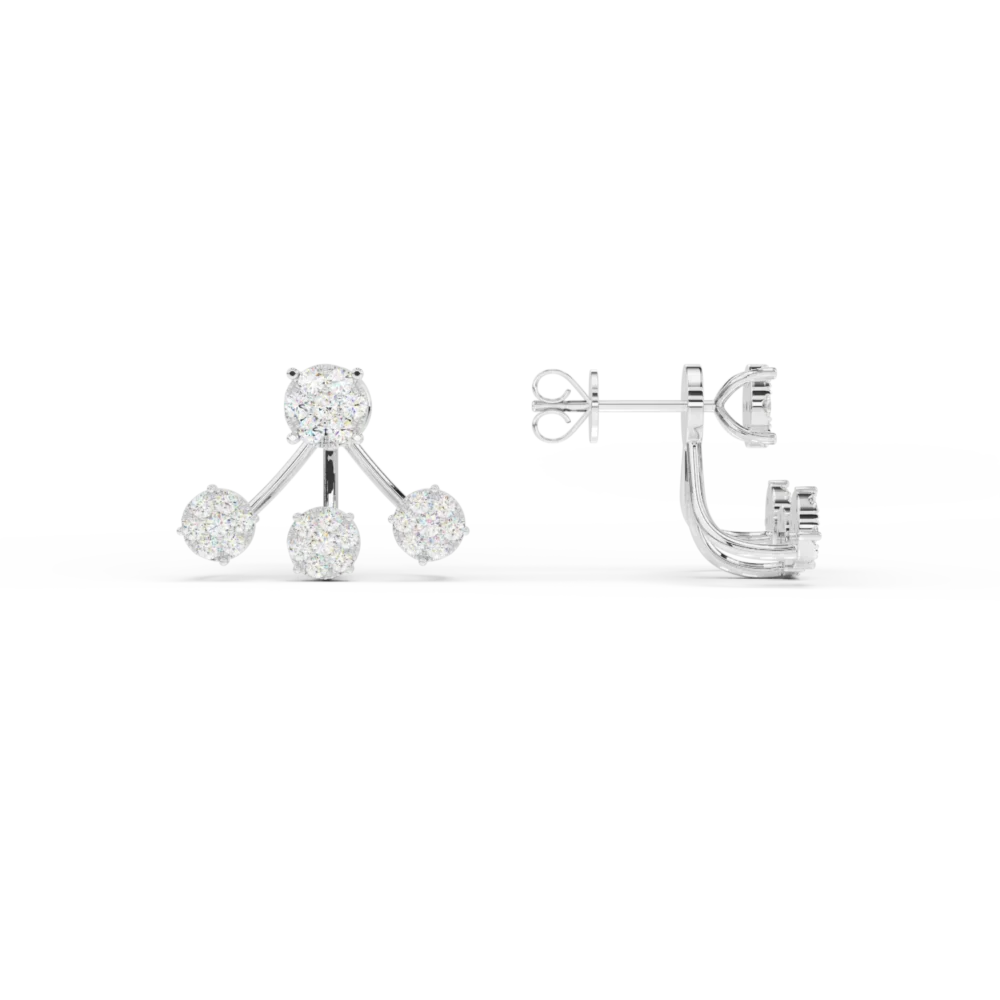 Cercei din aur alb cu diamante de 0.72ct - imagine 3