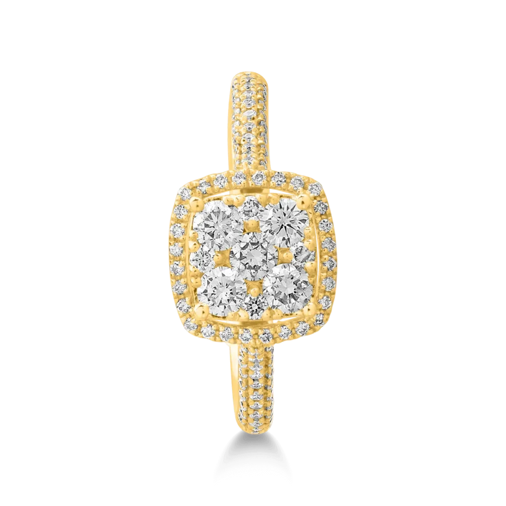 Inel din aur galben cu diamante de 0.55ct - imagine 3