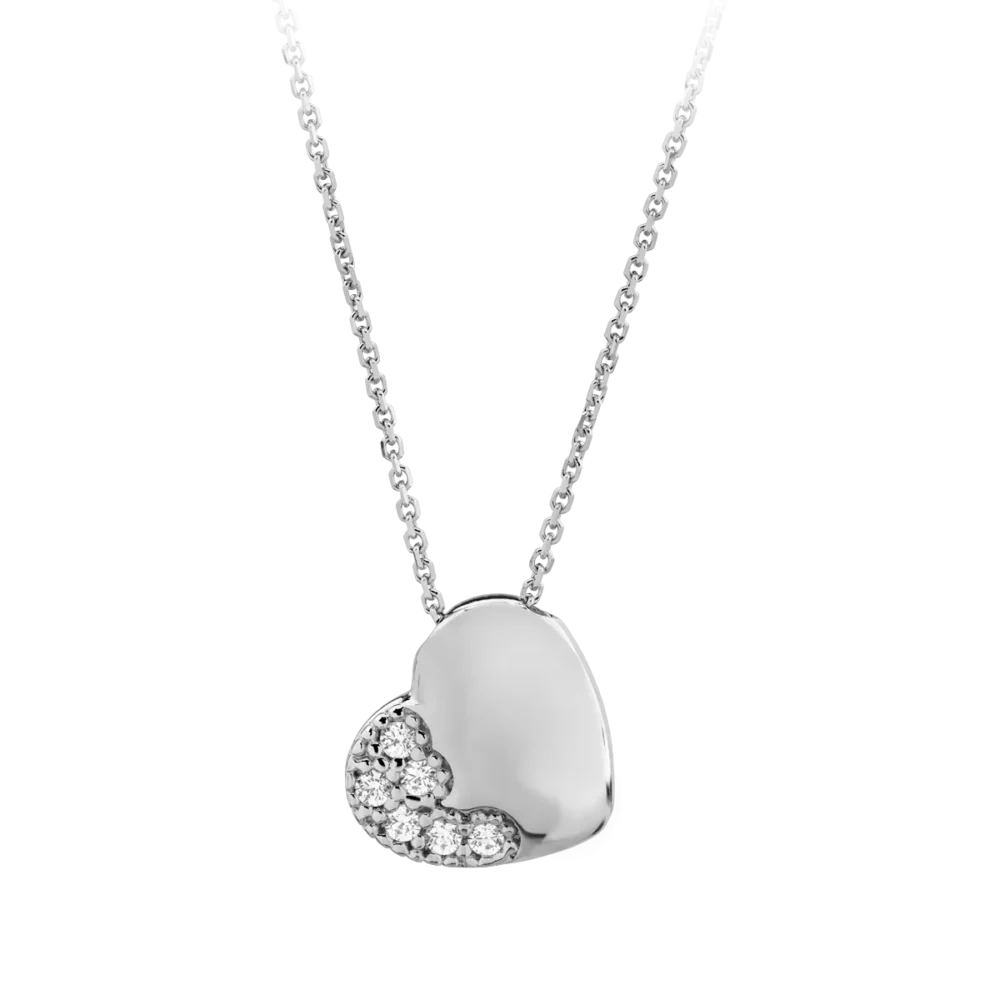 Lant cu pandantiv inima din aur alb