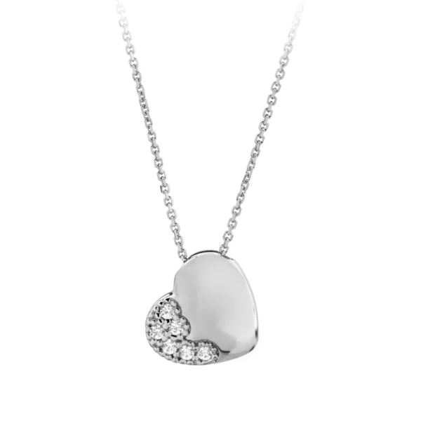 Lant cu pandantiv inima din aur alb