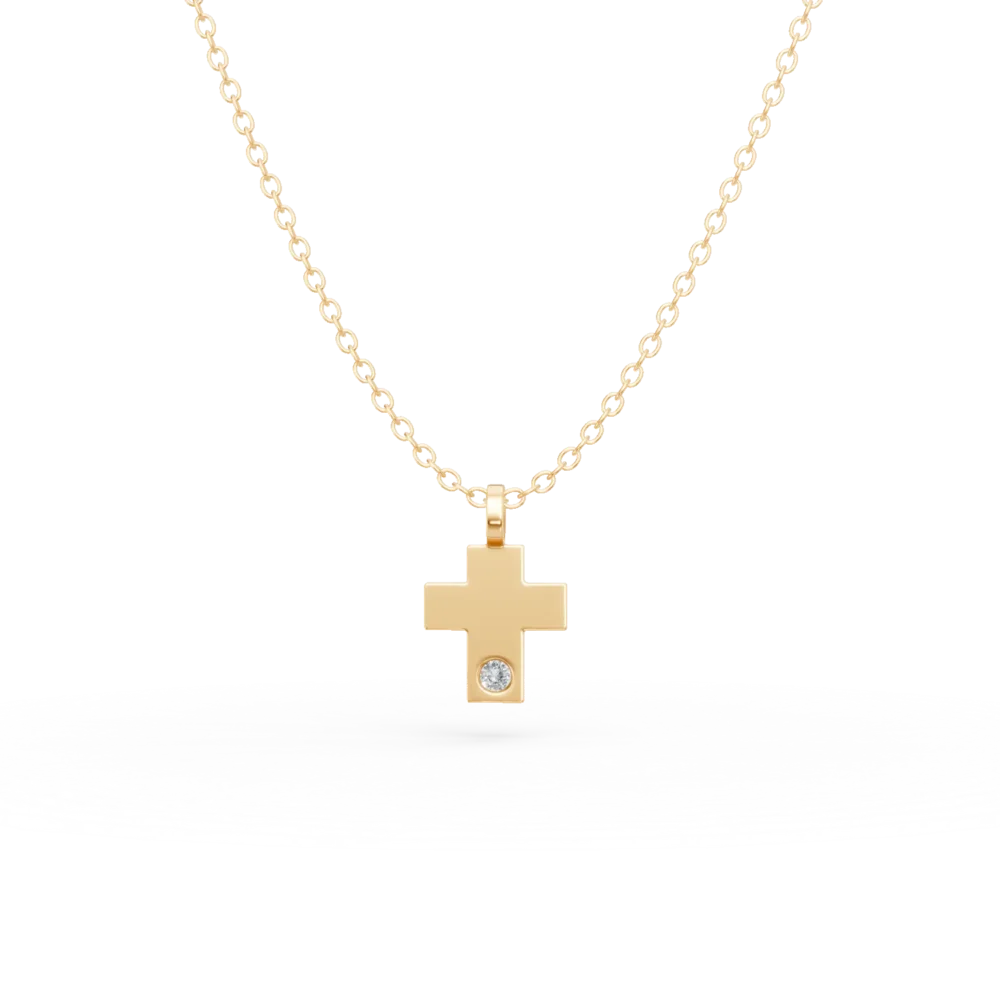 Lant din aur galben cu pandantiv cruciulita