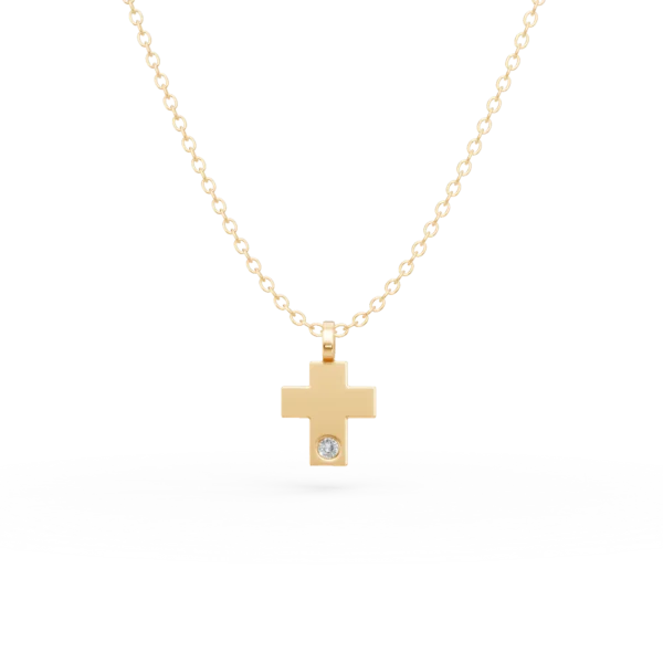 Lant din aur galben cu pandantiv cruciulita