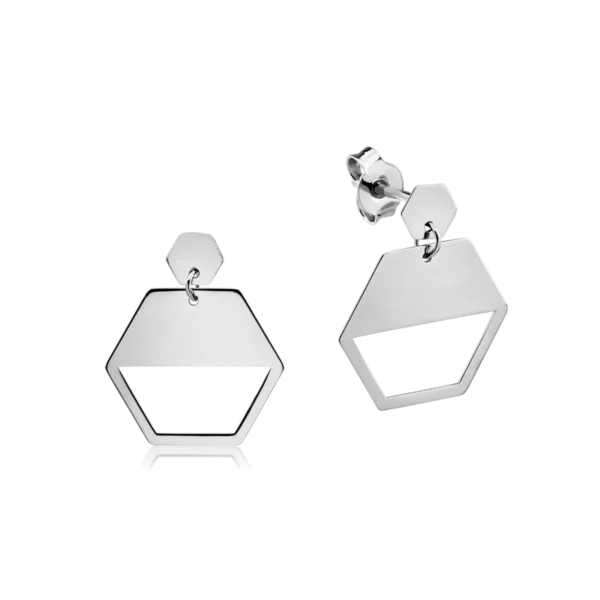 Cercei geometrici din aur alb