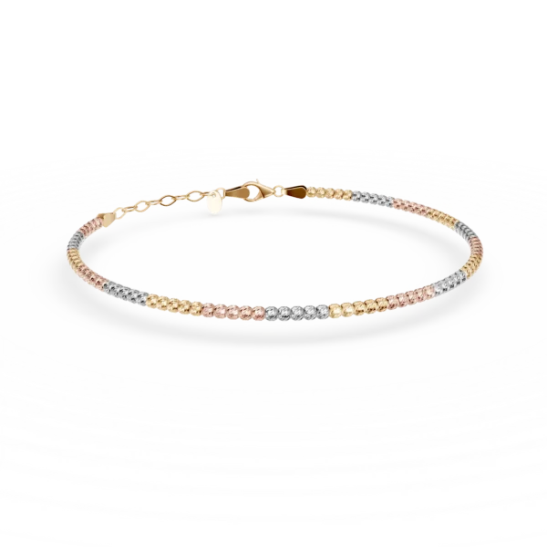 Bratara cu bilute din aur alb-roz-galben