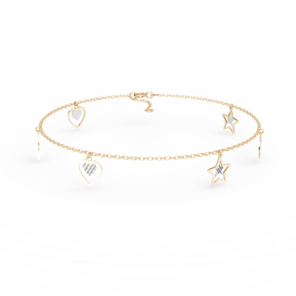Bratara cu charmuri din aur alb-galben