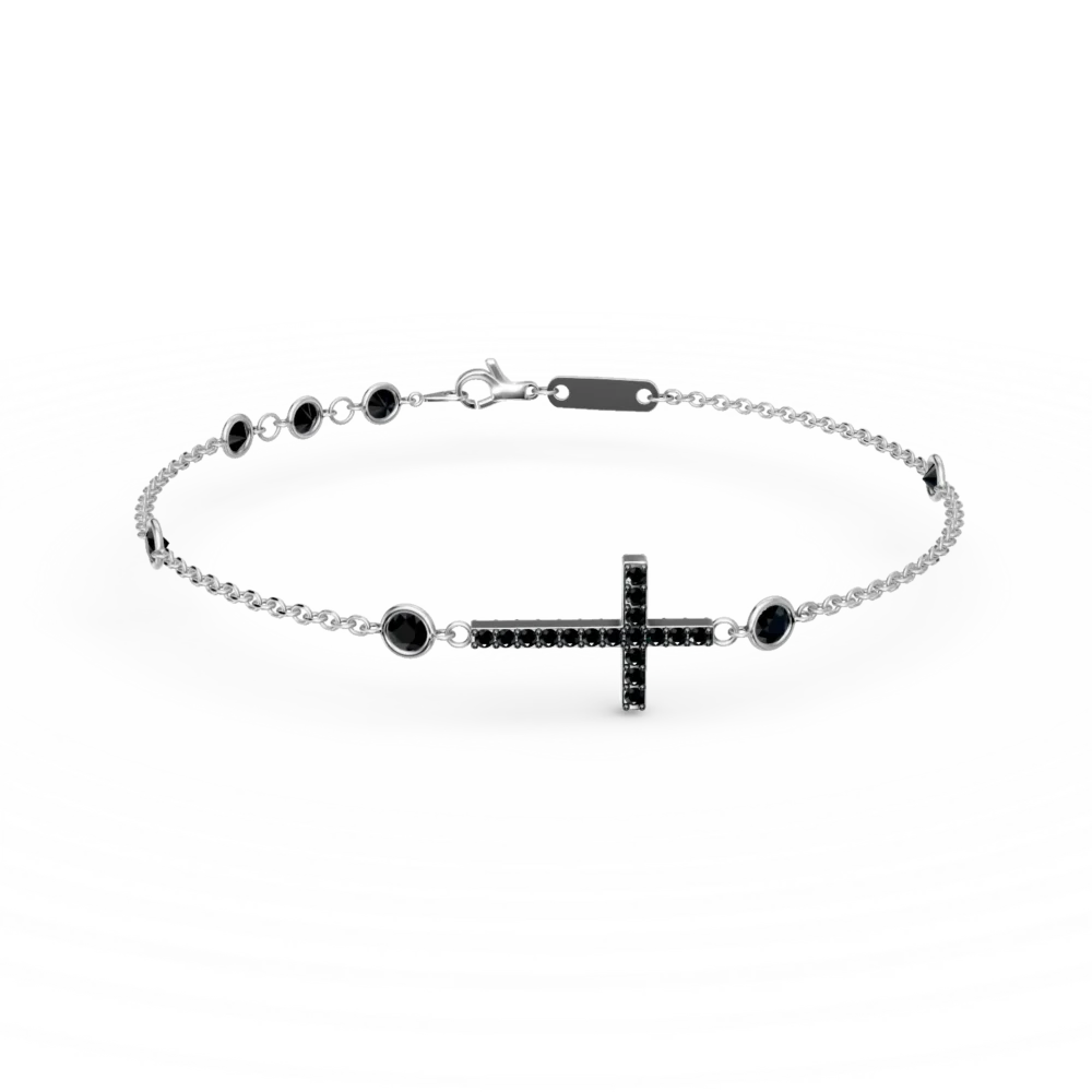 Bratara cu cruce din aur alb