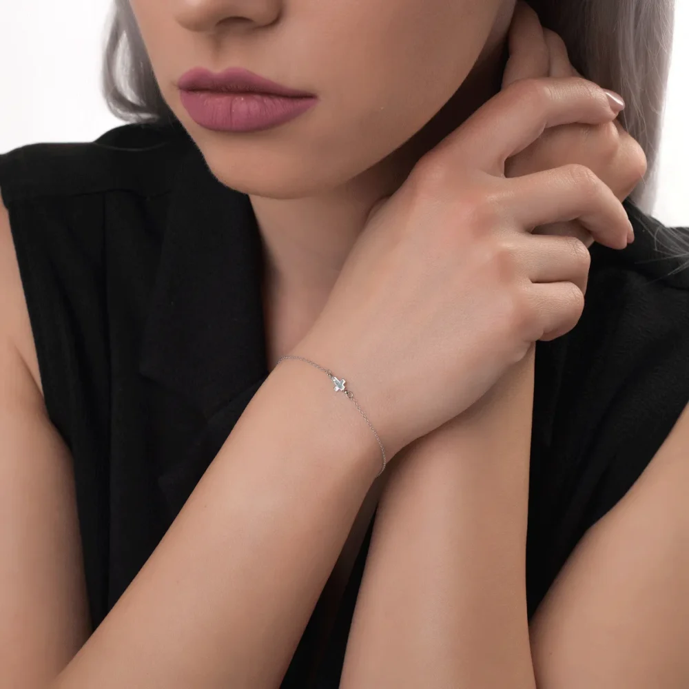 Bratara din aur alb cu zirconii - imagine 2