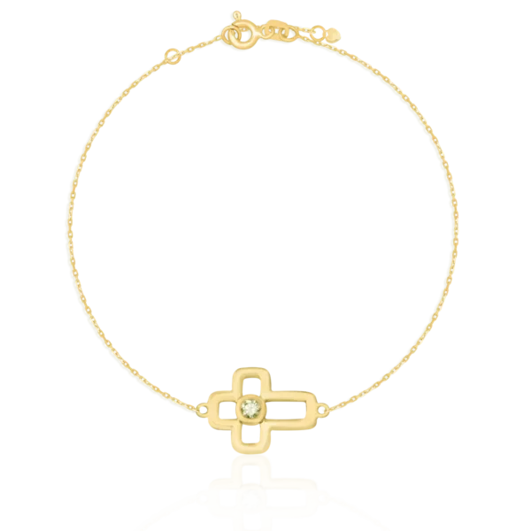 Bratara cu cruciulita din aur galben cu diamant de 0.07ct