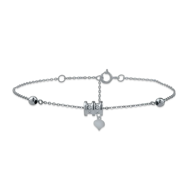 Bratara cu detalii geometrice din aur alb cu diamante de 0.05ct