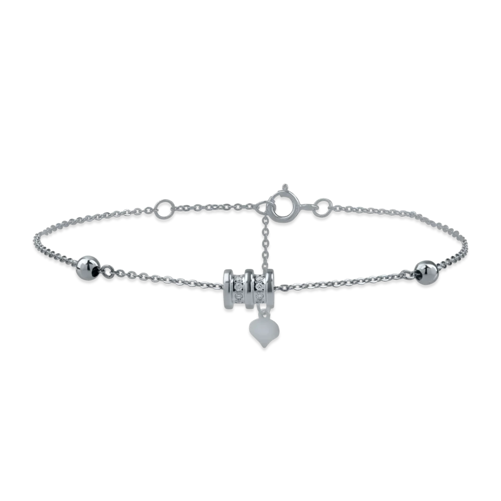 Bratara cu detalii geometrice din aur alb cu diamante de 0.05ct