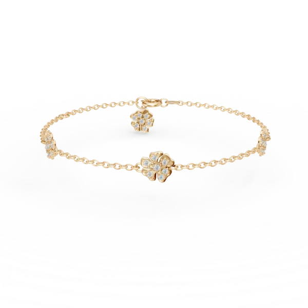 Bratara cu flori din aur galben cu zirconii
