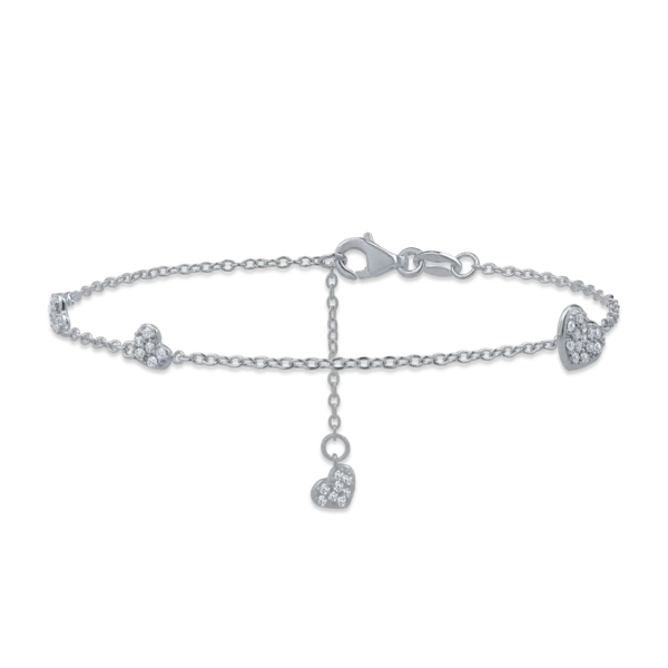 Bratara cu inimi din aur alb cu zirconii