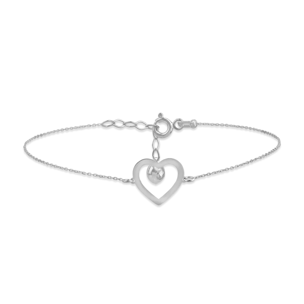 Bratara cu inimioara din aur alb