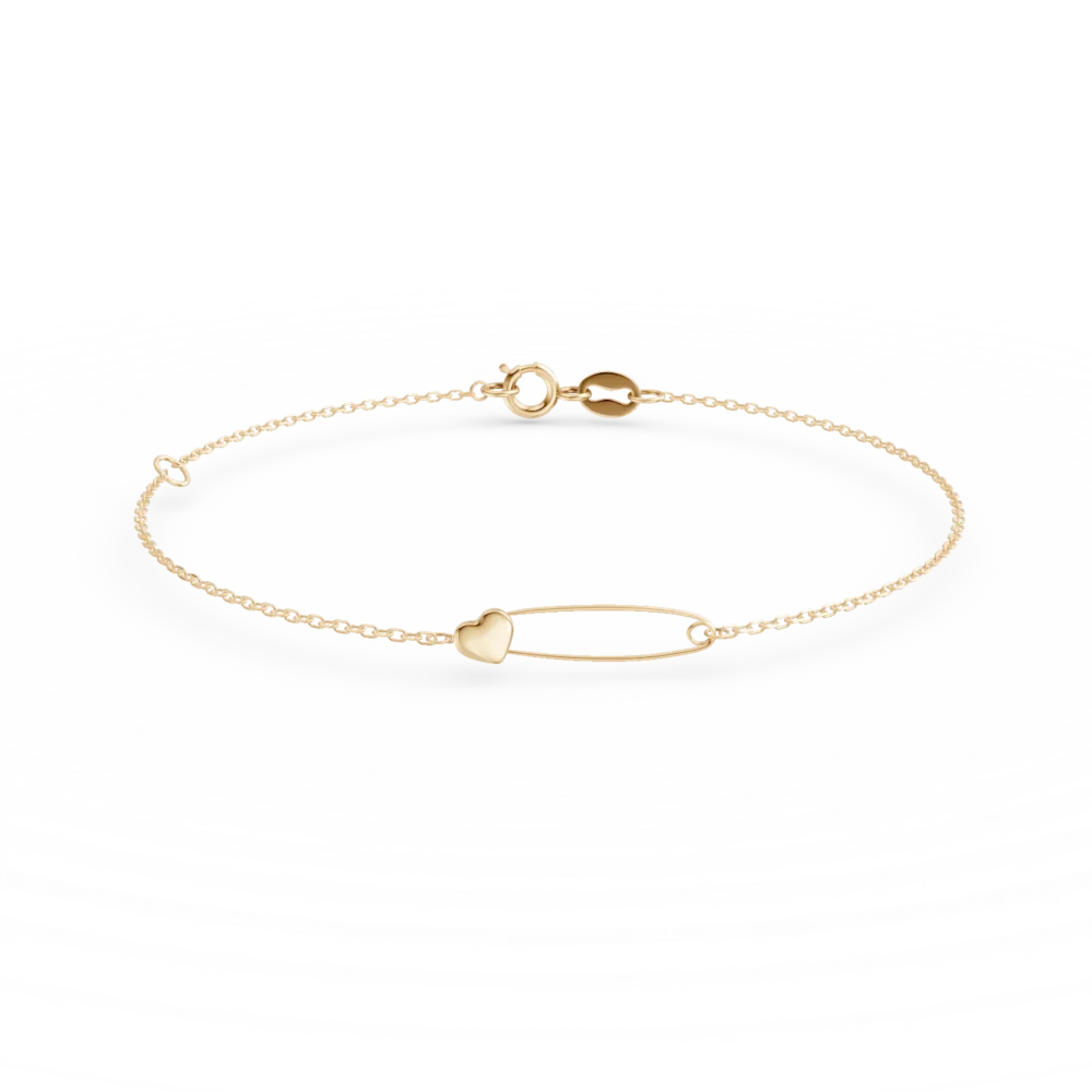 Bratara cu inimioara din aur galben