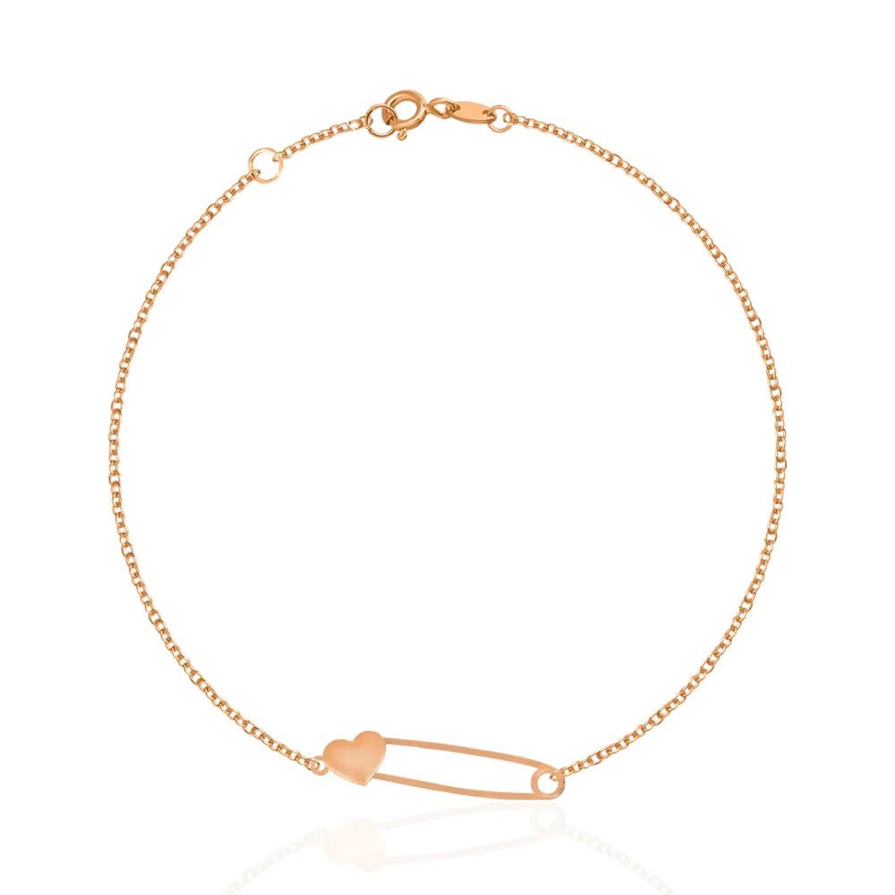 Bratara cu inimioara din aur roz