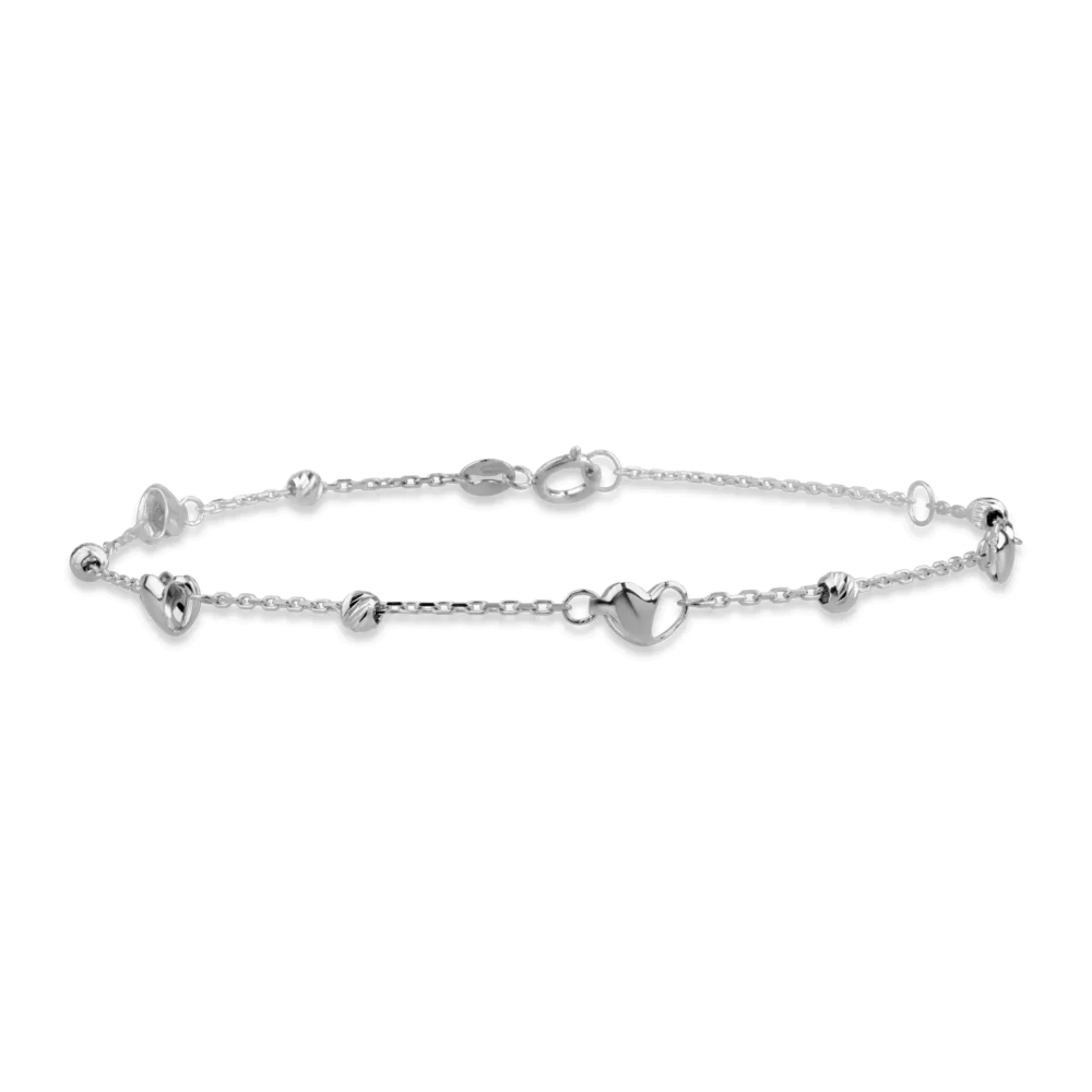 Bratara cu inimioare din aur alb