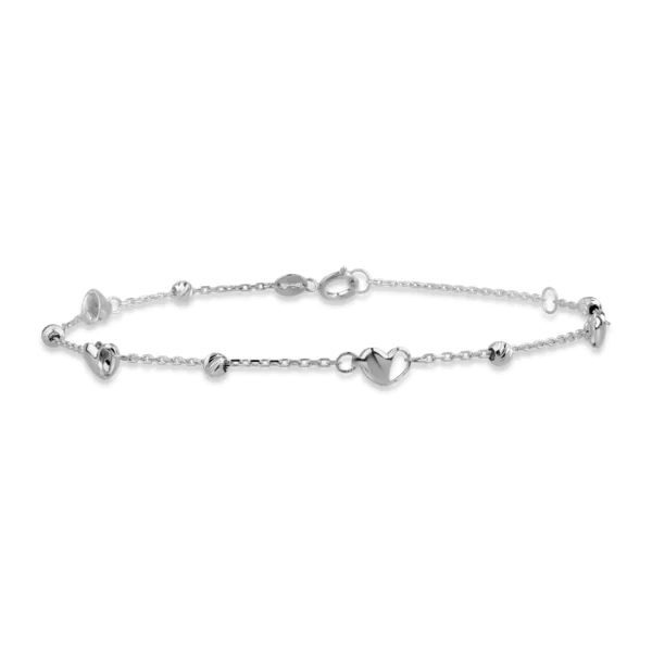 Bratara cu inimioare din aur alb