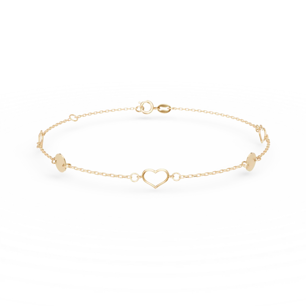 Bratara cu inimioare din aur galben
