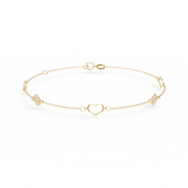 Bratara cu inimioare din aur galben
