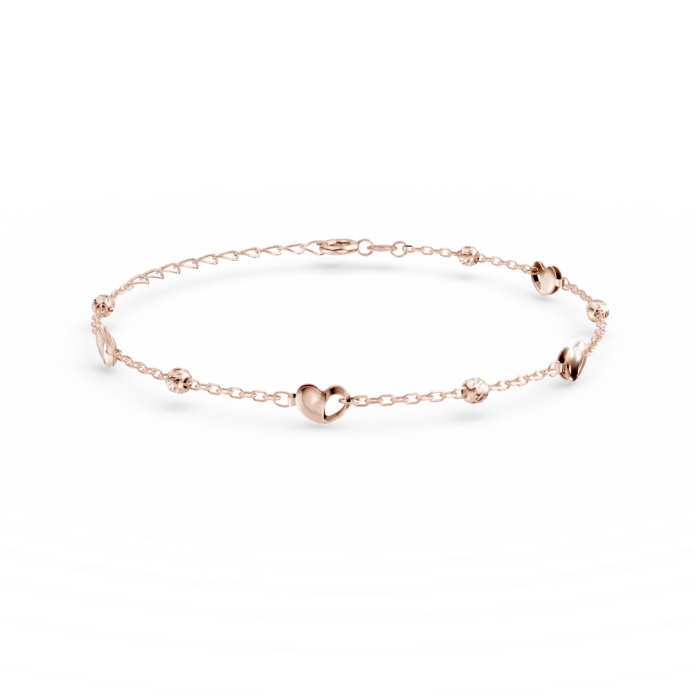 Bratara cu inimioare din aur roz