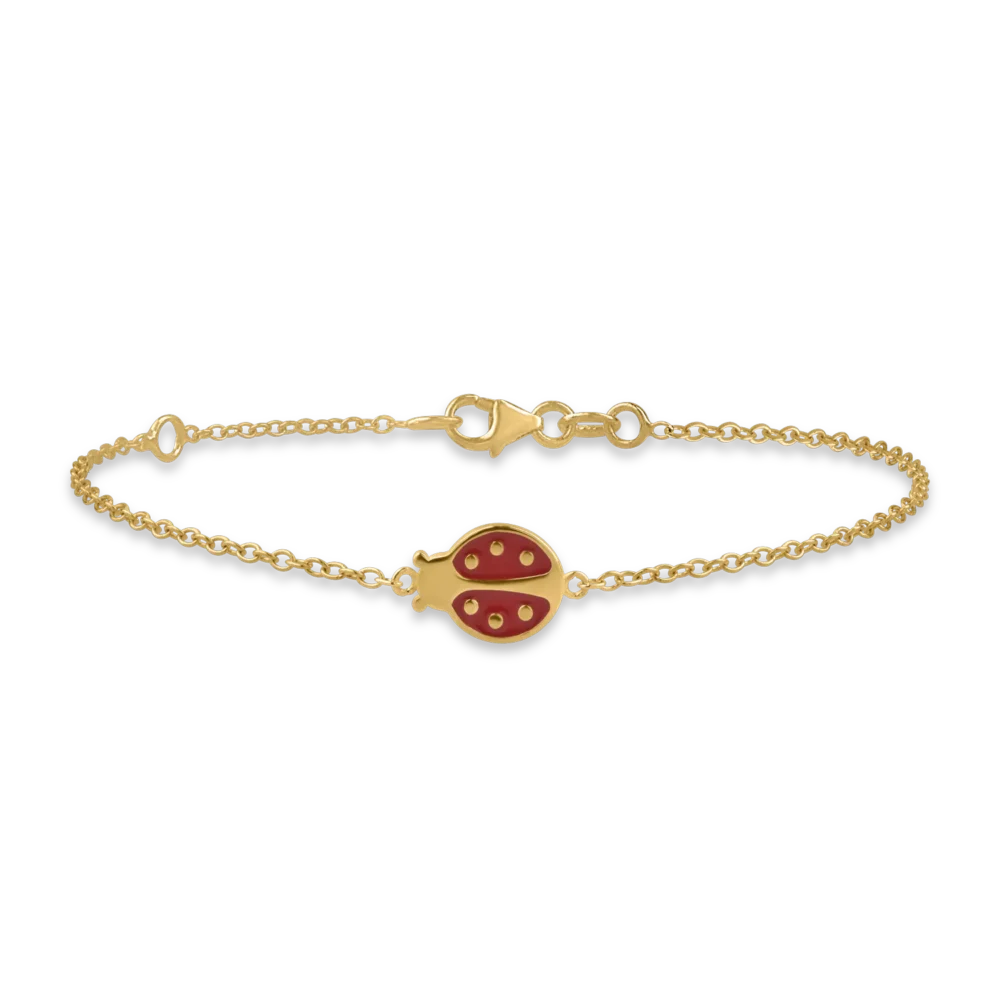 Bratara cu pandantiv buburuza din aur galben pentru copii