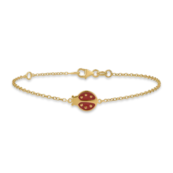 Bratara cu pandantiv buburuza din aur galben pentru copii