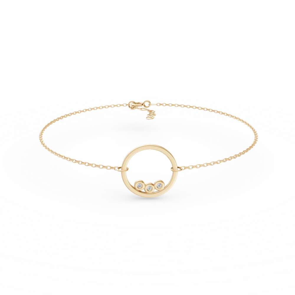 Bratara cu pandantiv cerc din aur galben cu zirconii